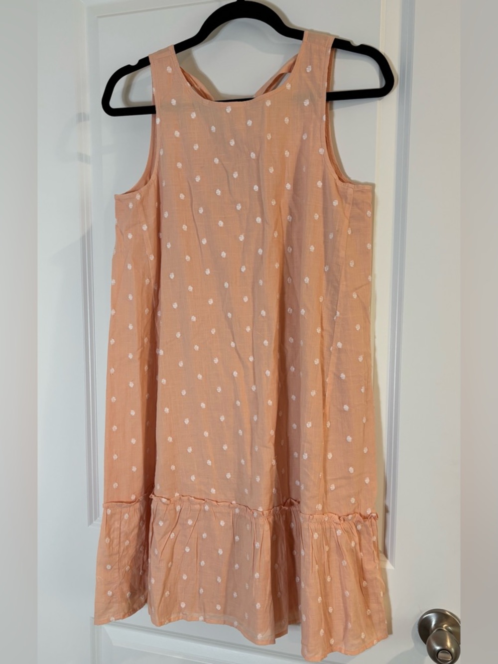 LOFT Peach Polka Dot Ruffle-Hem Sundress